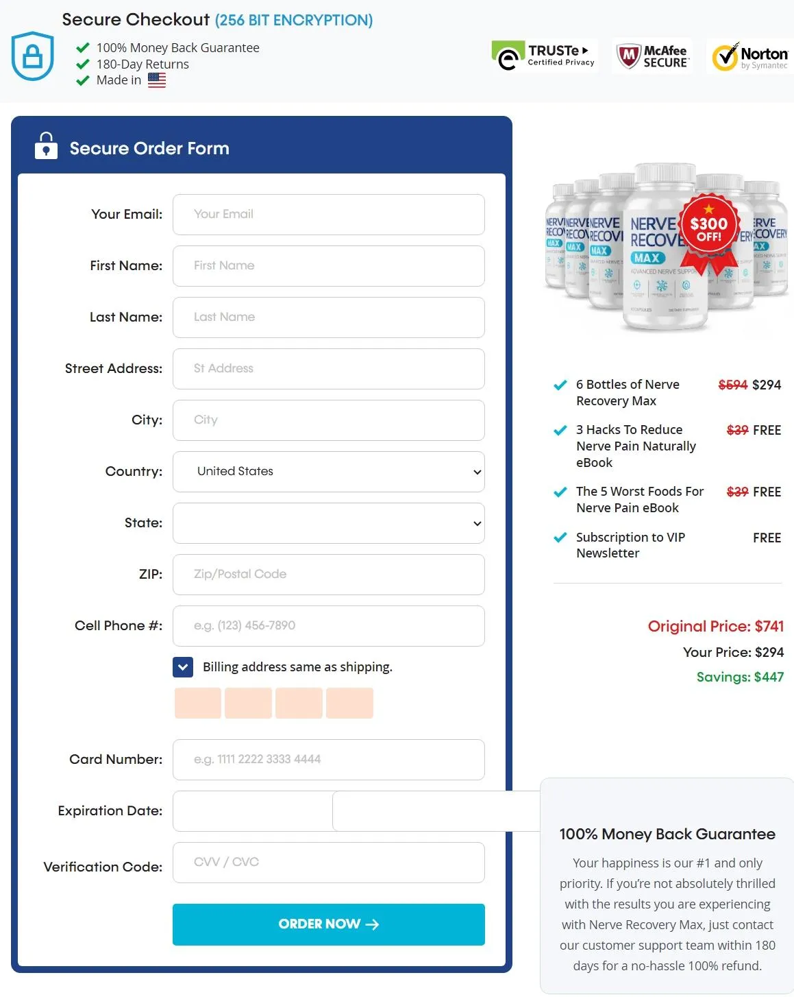 Nerve Recovery Max Order Page